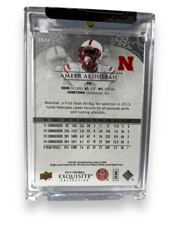 Ameer Abdullah #8 Nebraska Cornhusker Football Exquisite Autographed Rookie Card  Numbered to 125 Ameer Abdullah #8 Nebraska Cornhusker Football Exquisite Autographed Rookie Card  Numbered to 125