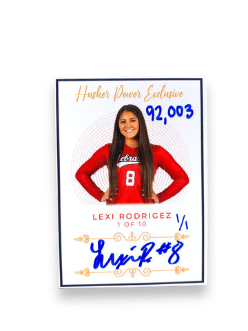Lexi Rodriguez #8 Nebraska Volleyball 92,003 Signed Husker Power Exclusive Trading Card Lexi Rodriguez #8 Nebraska Volleyball 92,003 Signed Husker Power Exclusive Trading Card