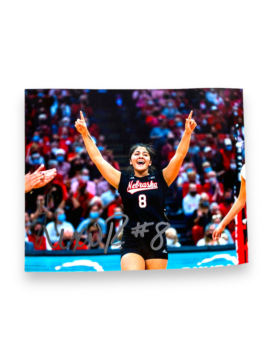 Lexi Rodriguez #8 Nebraska Celeberation  Signed  Volleyball 8x10