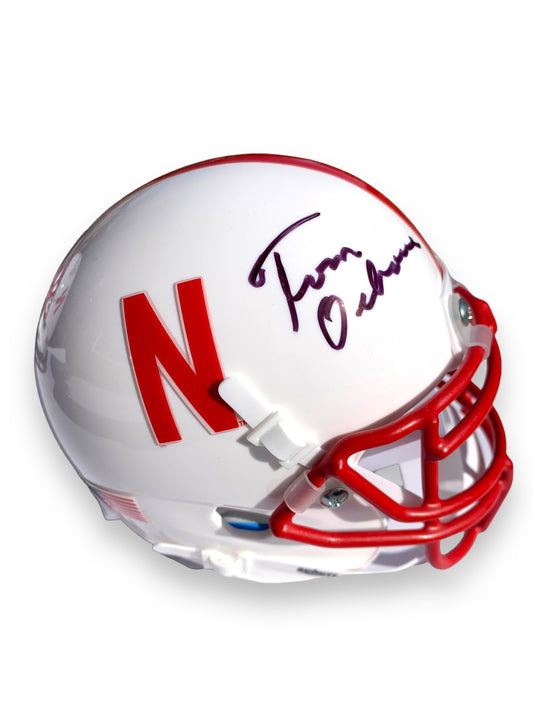 Tom Osborne PSA Certified Nebraska Football Schutt Mini Helmet 1998 Orange Bowl Champion