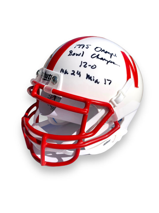 Tom Osborne PSA Certified Nebraska Football Schutt Mini Helmet 1995 Orange Bowl Champion