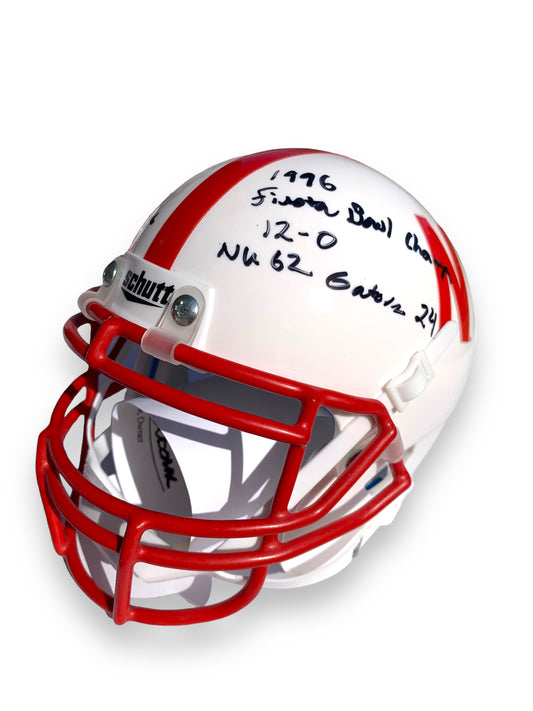 Tom Osborne  PSA Certified Nebraska Football Schutt Mini Helmet 1996 Fisata Bowl Champs