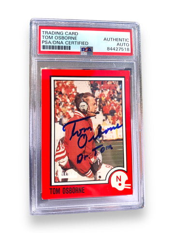 Tom Osborne Leesley Signed Trading Card PSA Certified Nebraska Football Tom Osborne Leesley Signed Trading Card PSA Certified Nebraska Football