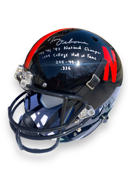 Tom Osborne PSA Certified Black Full Size Replica Stat Helmet Nebraska Conhuskers
