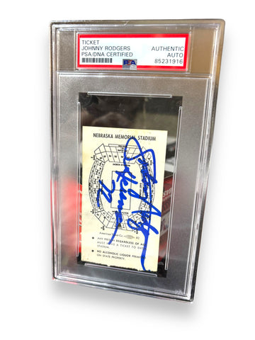 Nebraska Cornhusker 1972 Signed Ticket Stub Johnny Rodgers PSA Certified Nebraska Cornhusker 1972 Signed Ticket Stub Johnny Rodgers PSA Certified