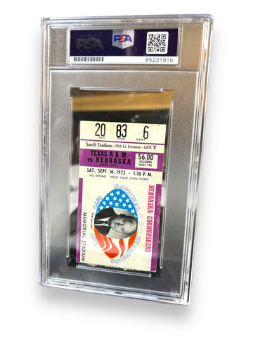 Nebraska Cornhusker 1972 Signed Ticket Stub Johnny Rodgers PSA Certified Nebraska Cornhusker 1972 Signed Ticket Stub Johnny Rodgers PSA Certified