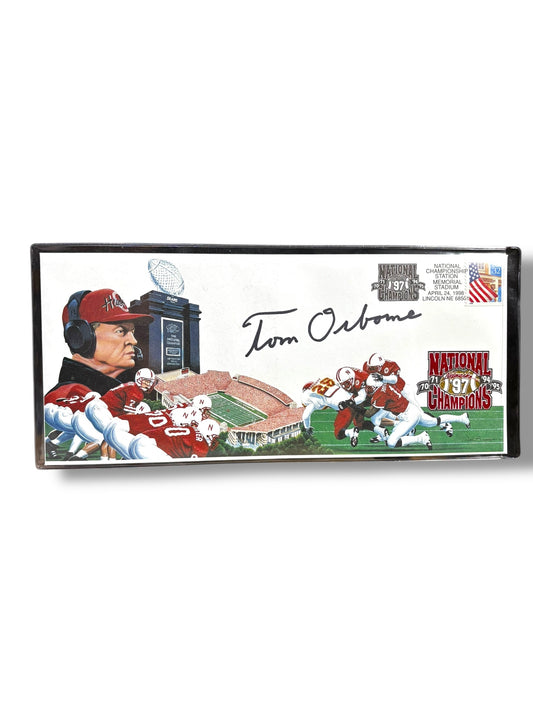 Tom Osborne Nebraska Cornhusker Football 1997 National Championship Envelope Signed Certified By PSA
