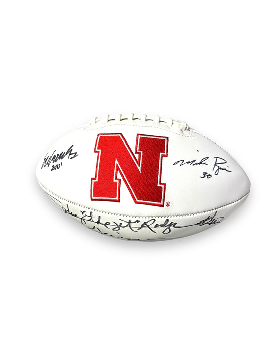 Nebraska Cornhusker Football Heisman's Signed Football Eric Crouch Mike Rozier Johnny The Jet Rodgers