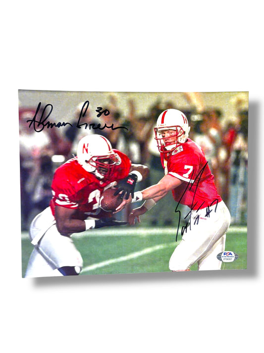 Ahman Green & Scott Frost Signed Nebraska Cornhusker Football 8x10 Certified