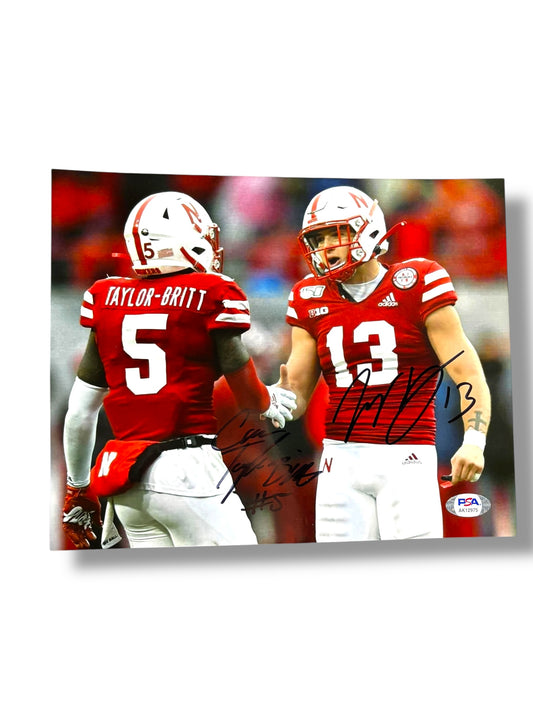 Cam Taylor Britt & Jojo Domann Signed Nebraska Cornhusker Football Certified 8x10