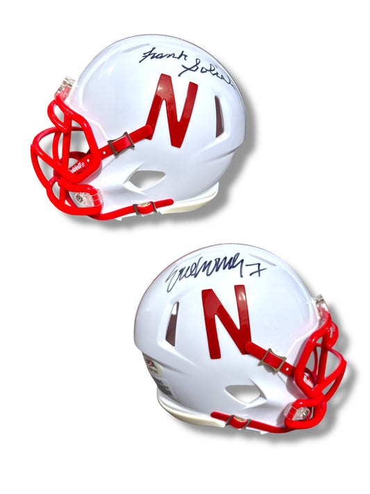 Eric Crouch #7 & Frank Solich Nebraska Cornhusker Football Mini Helmet PSA Certified