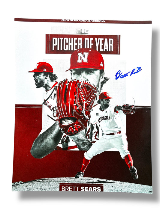 Brett Sears #34 Nebraska Cornhuskers Baseball Signed 8x10