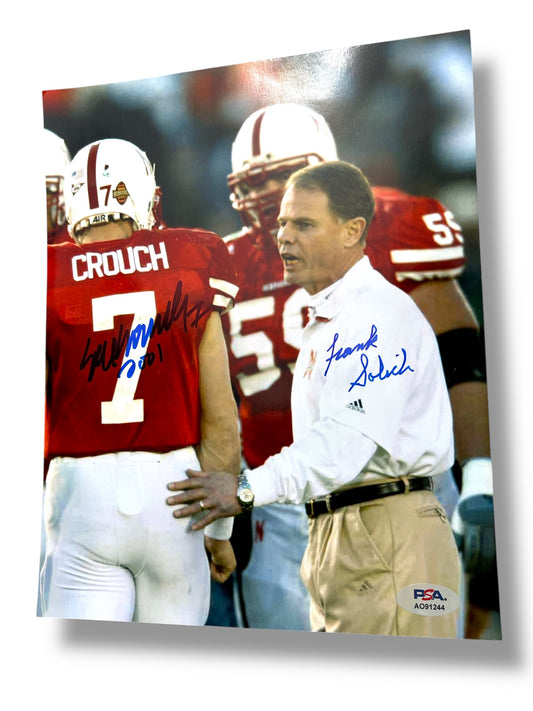 Eric Crouch #7 & Frank Solich Nebraska Cornhusker Signed 8x10 PSA Certified