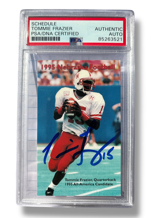 Tommie Frazier #15 Nebraska Cornhusker Football Signed Schedule Card PSA Certified