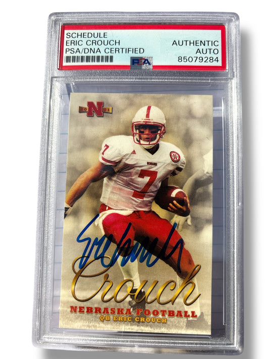 Eric Crouch #7 Nebraska Cornhuskers Football 2001 Schedule Card Heisman PSA Certified