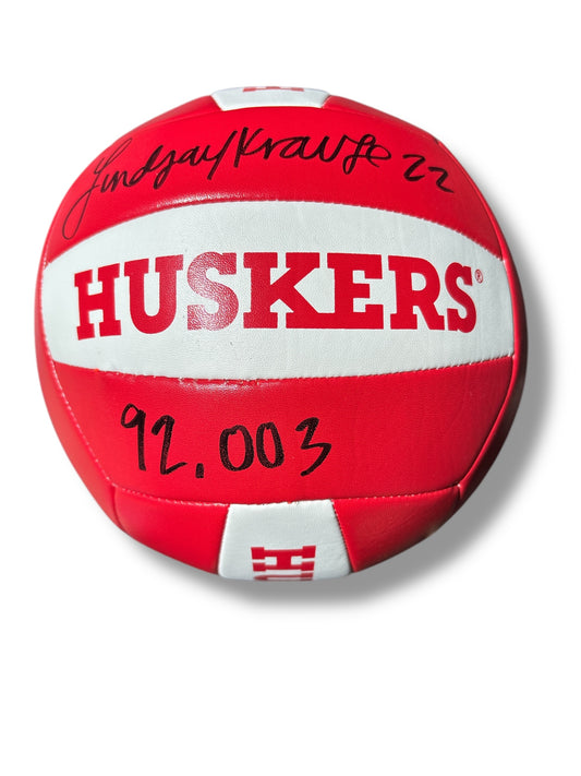 Lindsay Krause #22 Nebraska Cornhuskers Signed Volleyball Day 92,003 Record