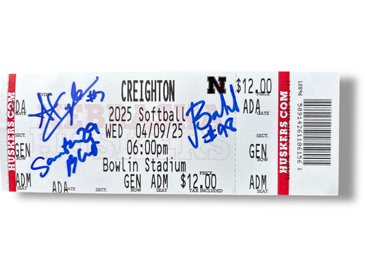 Jordy Bahl #98 Nebraska Cornhuskers Softball Signed Ticket Stub