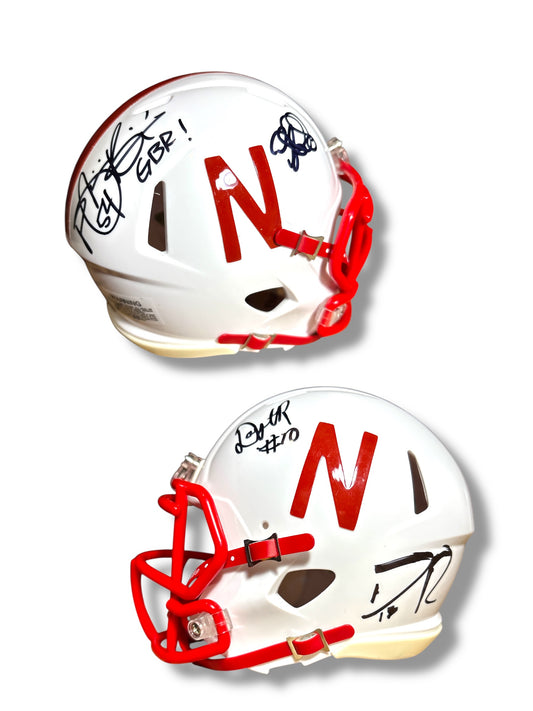 Dylan Raiola #15 & Family Nebraska Cornhusker Football Signed Mini Helmet