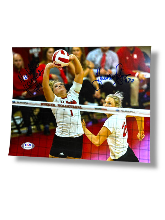 Nicklin Hames #1 & Lauren Stivrins #26 Nebraska volleyball Signed 8x10