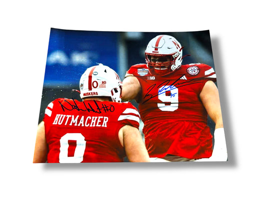 Ty Robinson #9 & Nash Hutmacher #0 Signed Nebraska Cornhuskers Football 8x10
