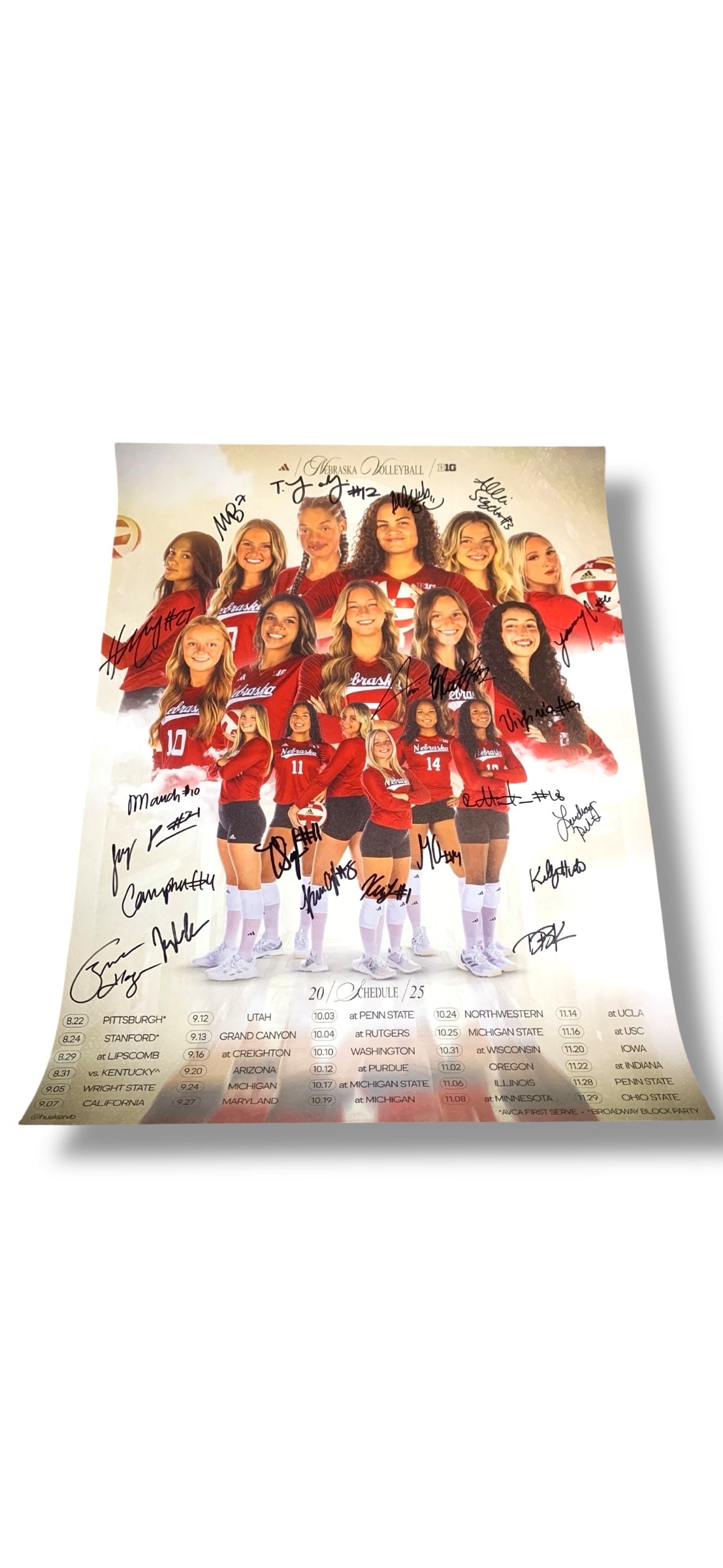 2025 Nebraska Cornhusker Volleyball Team Signed Husker Volleyball Posters