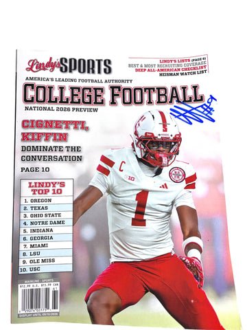 Vincent Shavers Jr #9 Nebraska Cornhuskers Football Signed 2026 Lindy’s Sports Magazine