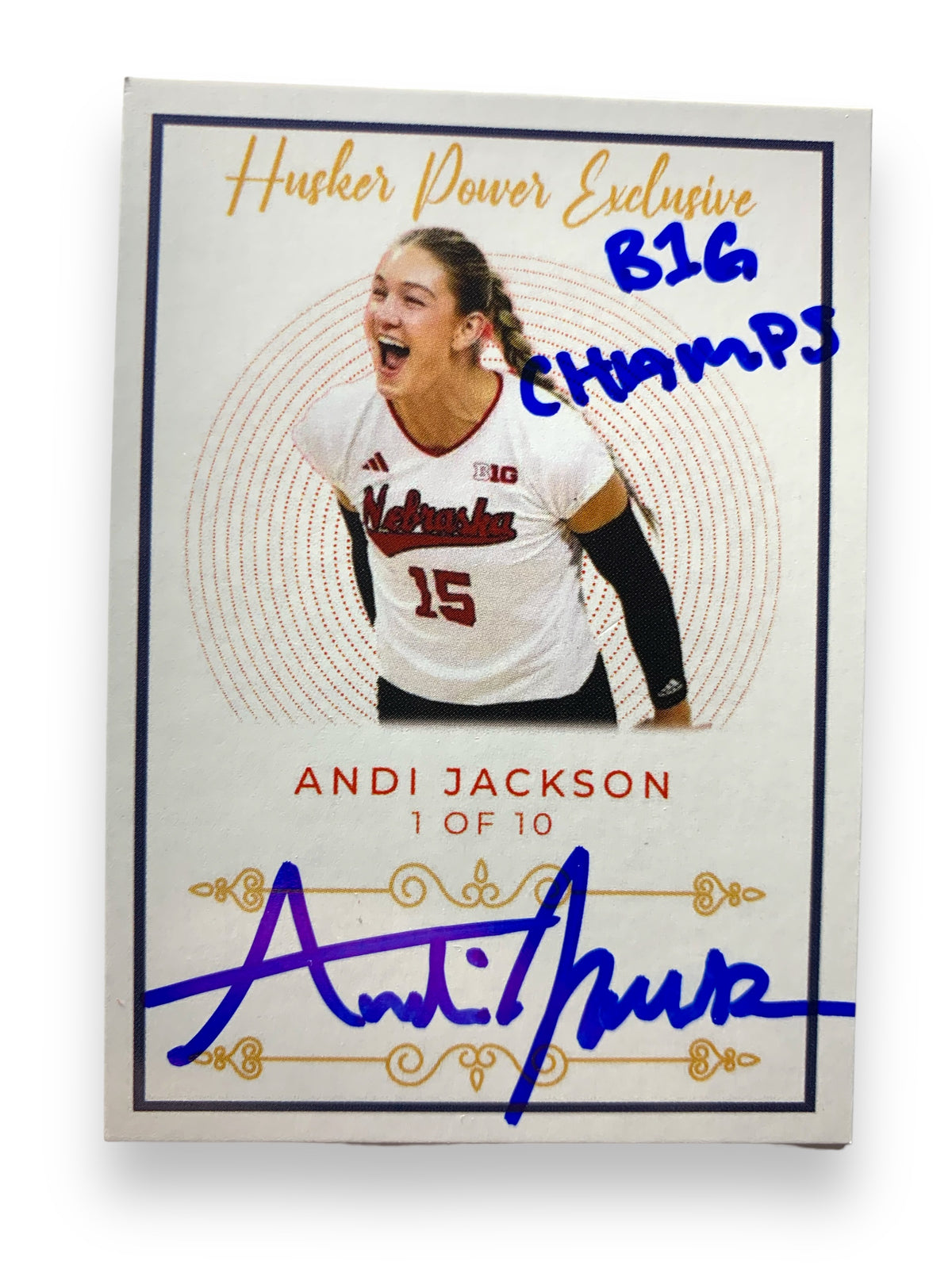 Andi Jackson #15 Nebraska Volleyball Husker Power “B10 Champs” Exclusive Trading Card
