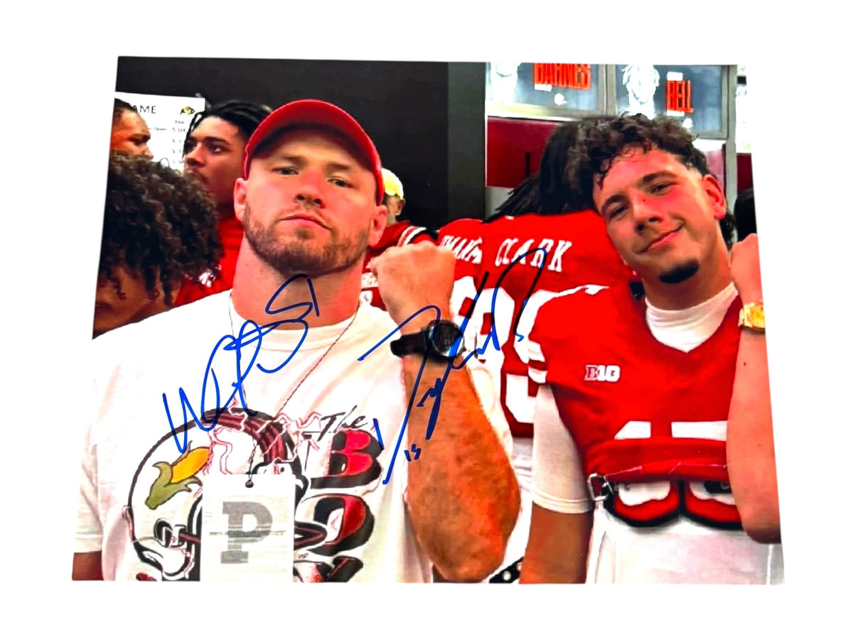 Dylan Raiola #15 & Will Compton #51 Nebraska Cornhuskers football signed 8x10 Bussin with the Boys