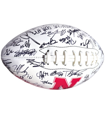 2025 Nebraska Football Team Signed Football In Stock Emmett Johnson TJ Lateef
