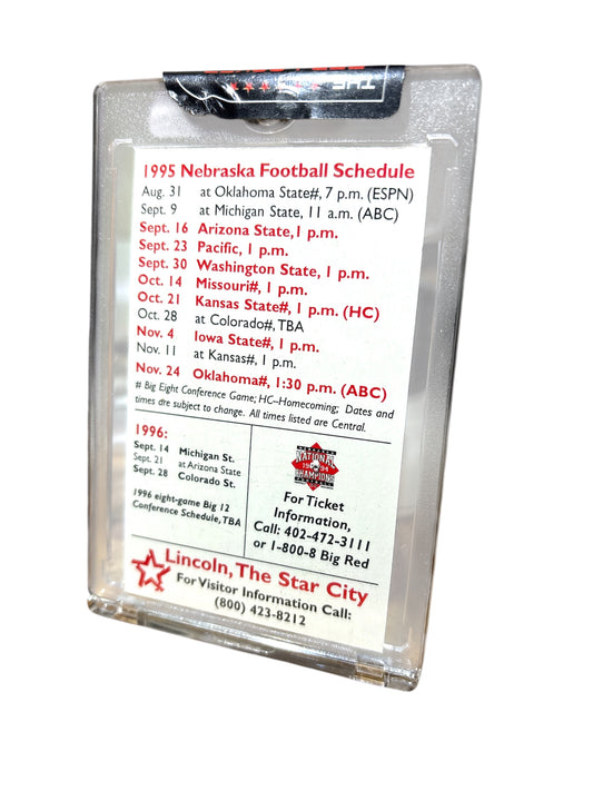 Tommie Frazier #15 Nebraska Cornhusker Football Signed Schedule Card PSA Certified