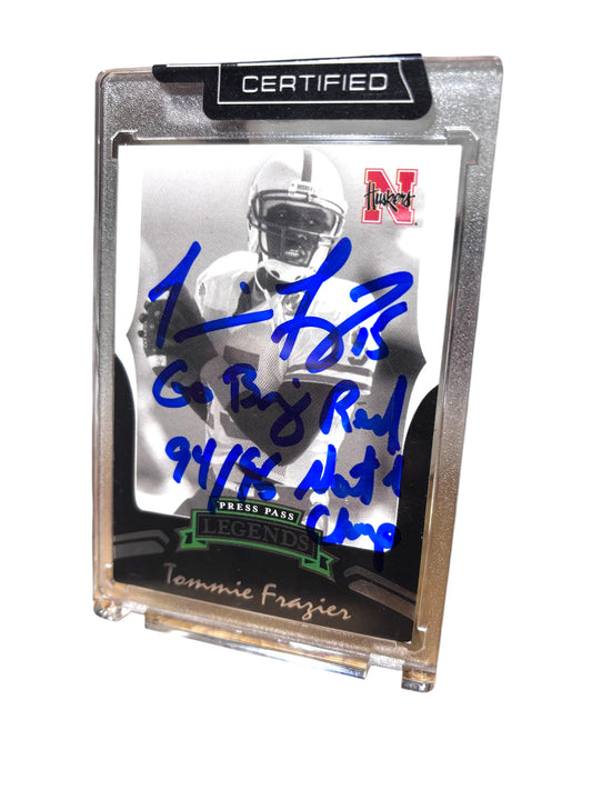 Tommy Frazier Nebraska Cornhusker Press Pass Signed Trading Card Certified
