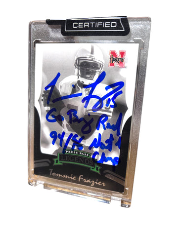 Tommy Frazier Nebraska Cornhusker Press Pass Signed Trading Card Certified