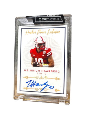 Henrich Haarberg #10 Nebraska Cornhusker Football Signed Husker Card Certified