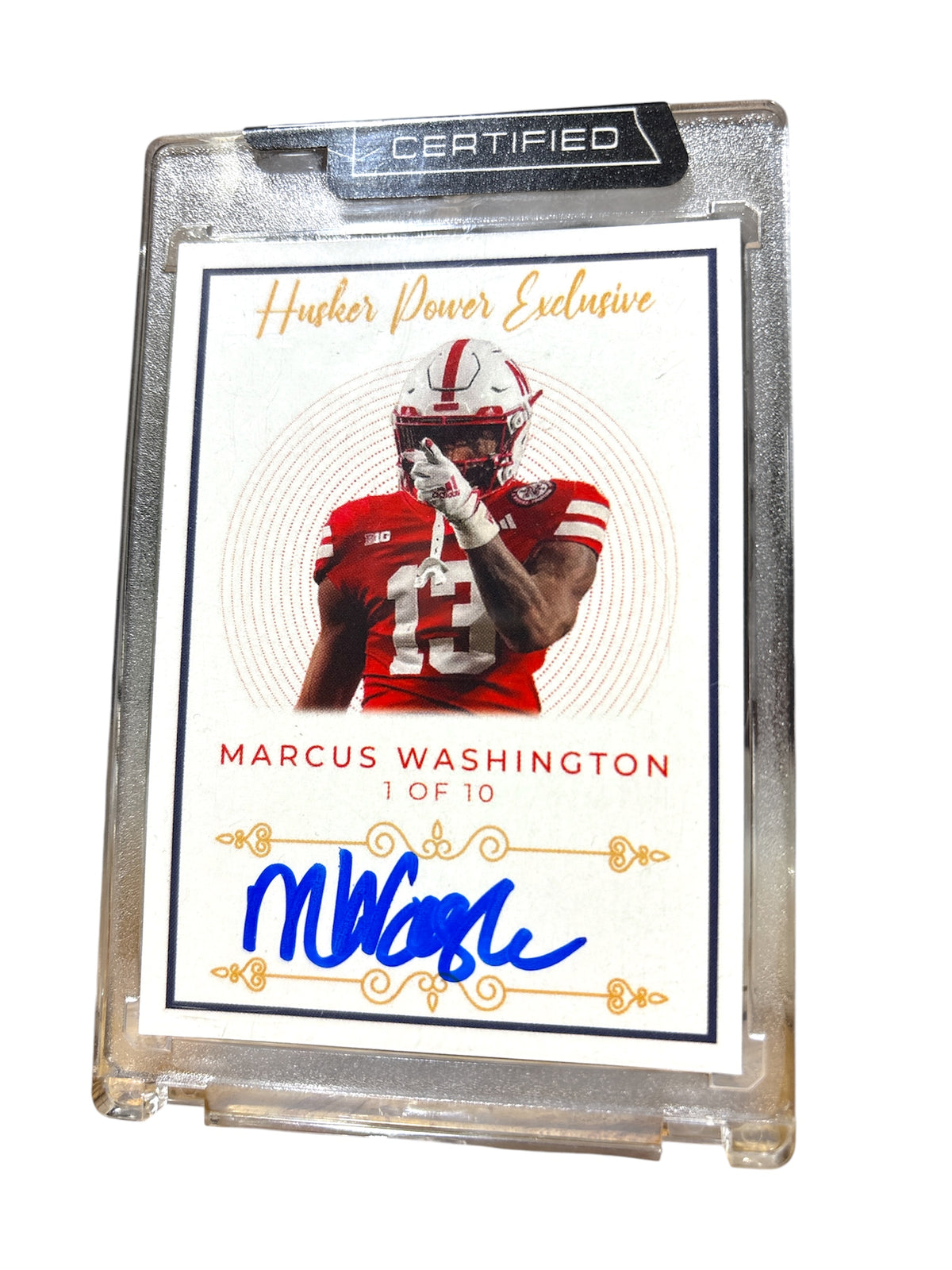 Marcus Washington #13 Nebraska  Football  Card 2023 Certified