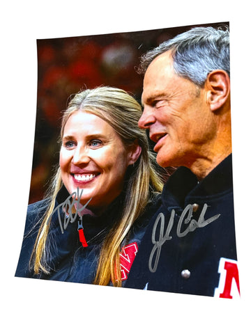 John Cook & Dani Busboom Kelly Combo Nebraska Cornhuskers Signed Volleyball 8x10