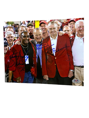 Tom Osborne, Johnny Rodgers, & Barry Swisher Nebraska Cornhusker Football Game Of the Century Trio Signed Husker 8x10