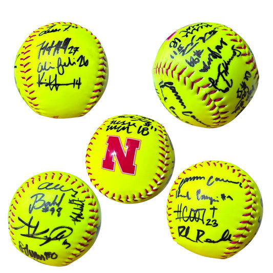 Nebraska Cornhuskers 2026 Lady Huskers Team Signed Softball WCWS with Coach