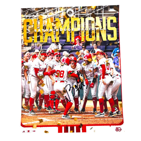 Jordy Bahl #98 Nebraska Cornhuskers Softball Signed Husker Softball 8x10