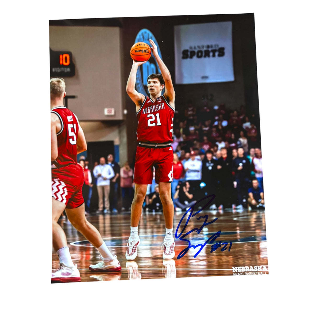 Pryce Sandfort #21 Nebraska Cornhusker Basketball Signed Husker Sweet 16 8x10 Certified