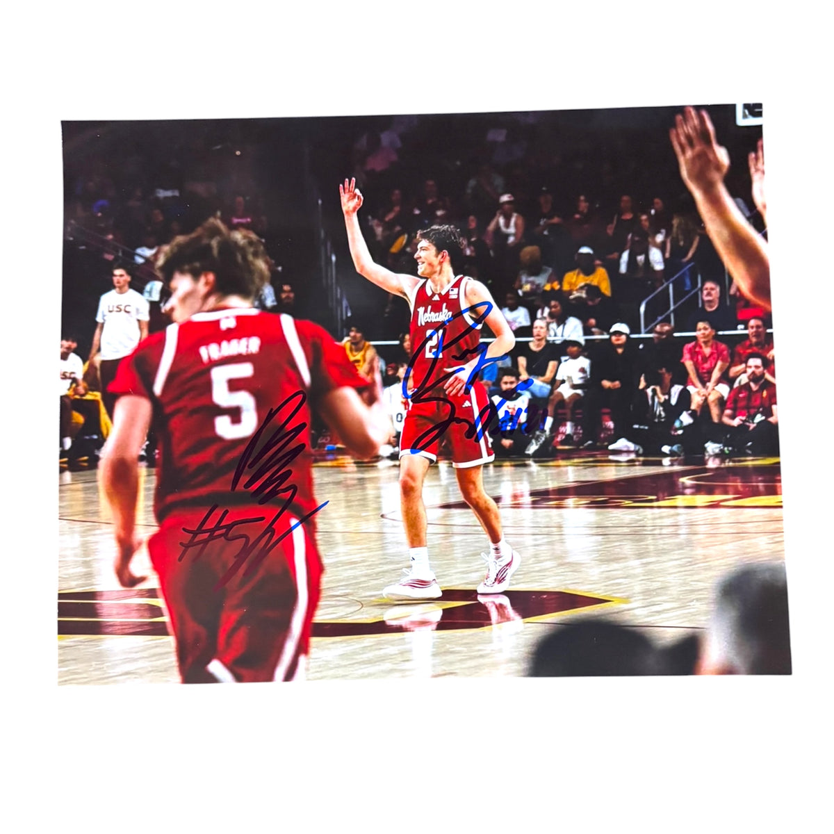 Pryce Sandfort #21 & Braden Frager #5 Dual Signed Nebraska Cornhusker Basketball Signed Husker Sweet 16 8x10 Certified