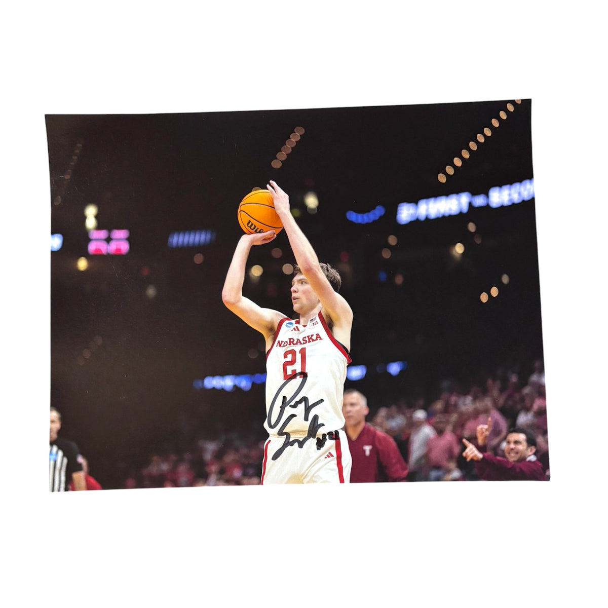 Pryce Sandfort #21 Nebraska Cornhusker Basketball Signed Husker Sweet 16 8x10 Certified