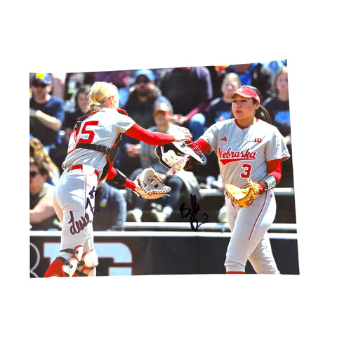 Nebraska Cornhuskers Softball Bella Bacon #3 & Jesse Farrell #25 Signed Husker 8x10 Certified