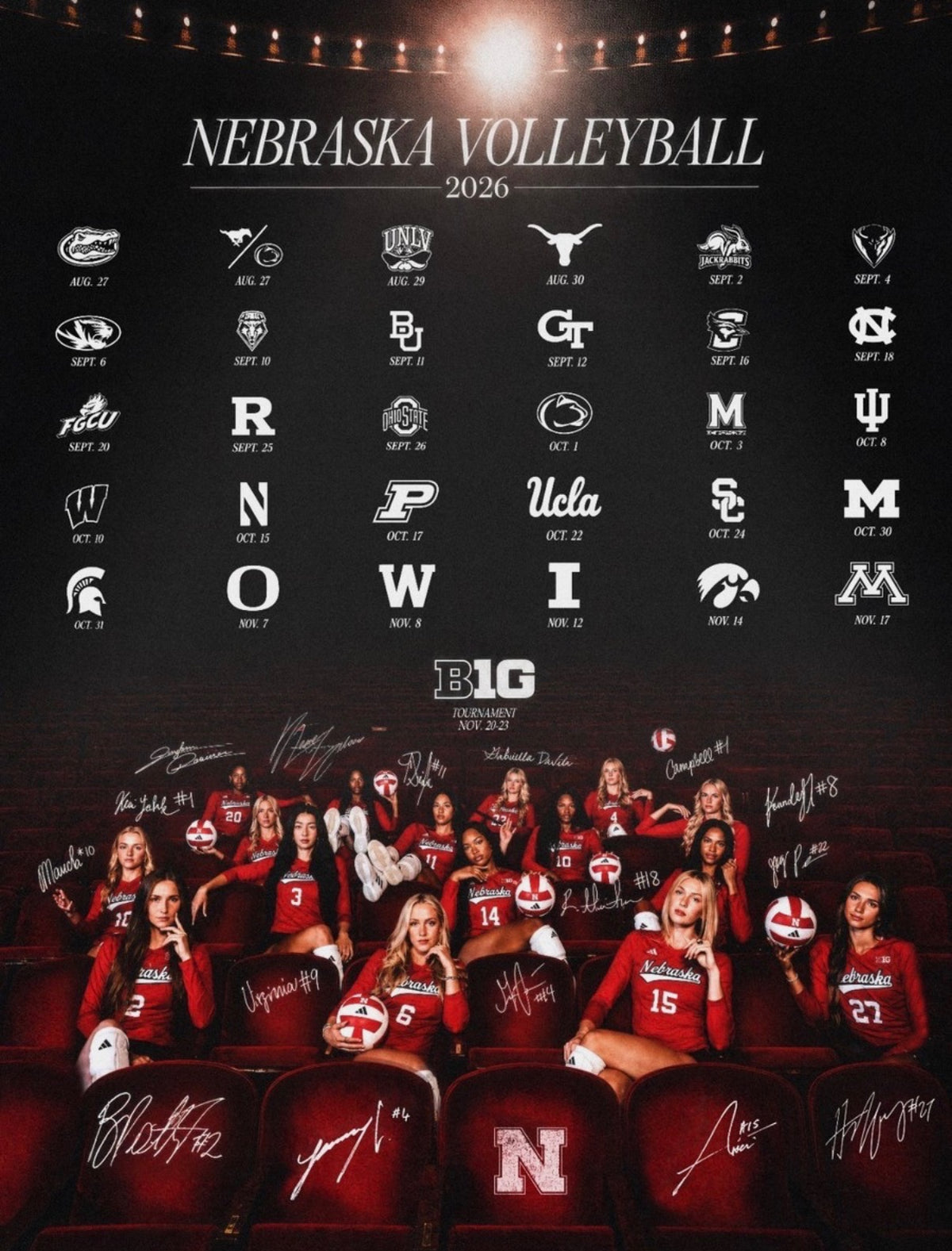 2026 Nebraska is Volleyball Team Signed Poster | Dani Busboom Kelly, Harper Murray, Andi Jackson | Support Husker NIL