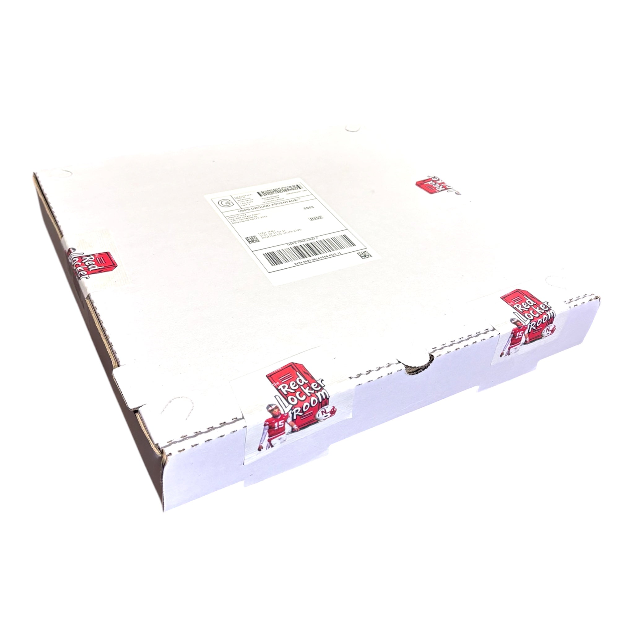 The Red Locker Room jersey shipping packaging with branded seals