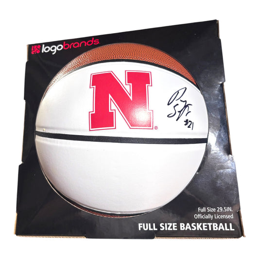 Pryce Sandfort #21 Nebraska Cornhusker Basketball Signed Husker Full Size Husker Basketball
