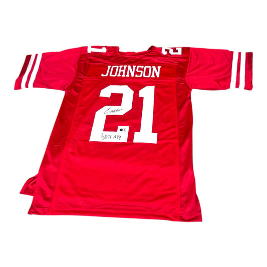 Emmett Johnson #21 Nebraska Cornhuskers football Signed Custom Husker Red  Jersey APY Record