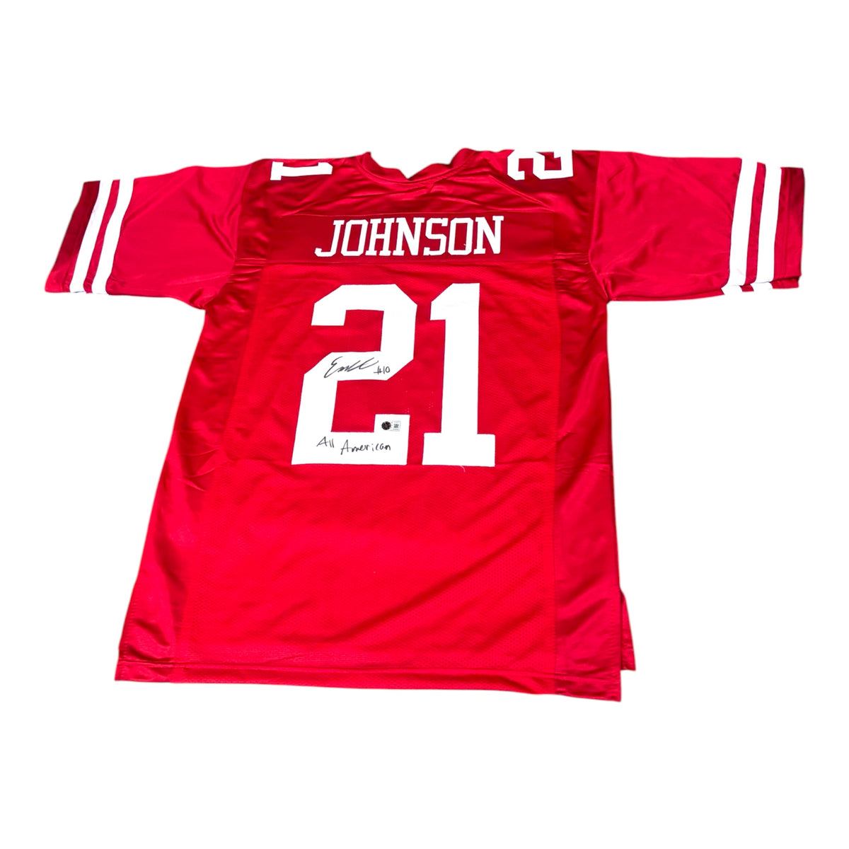 Emmett Johnson #21 Nebraska Cornhuskers football Signed Custom Husker Red  Jersey All American