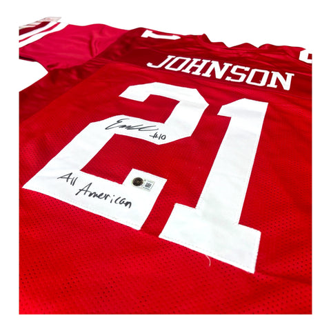 Emmett Johnson #21 Nebraska Cornhuskers football Signed Custom Husker Red  Jersey All American