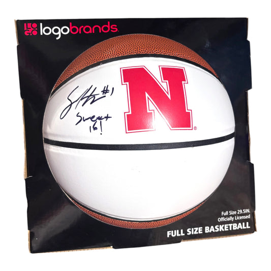 Sam Hoiberg #1 Nebraska Cornhuskers Basketball Signed Full Size Husker Basketball Sweet 16