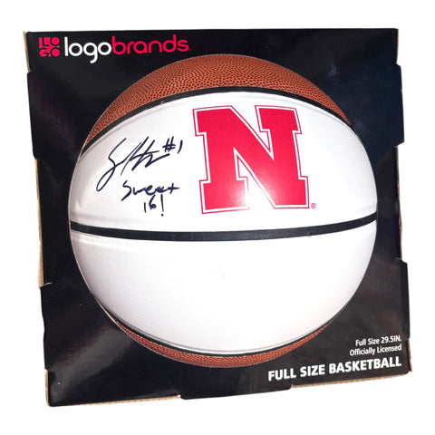 Sam Hoiberg #1 Nebraska Cornhuskers Basketball Signed Full Size Husker Basketball Sweet 16